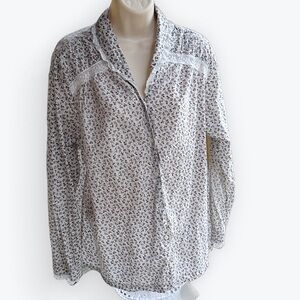 Laura Ashley Lace Trim Delicate Floral Feminine Prairie Cottage All Cotton Top~M